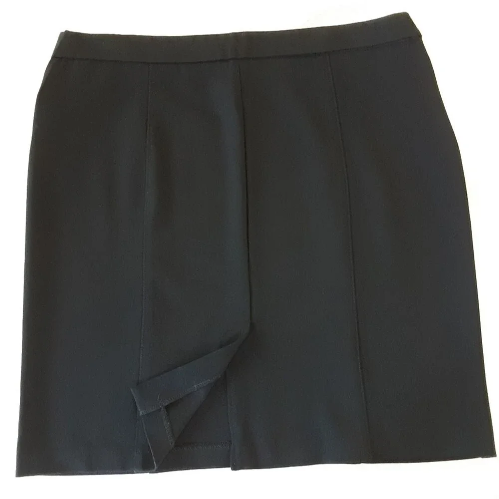 ANNE KLEIN Black Pull-On Gold Button Pencil Skirt Sz PXL